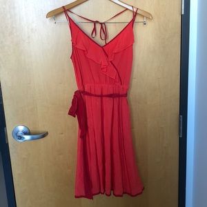 100% Red Silk Dress